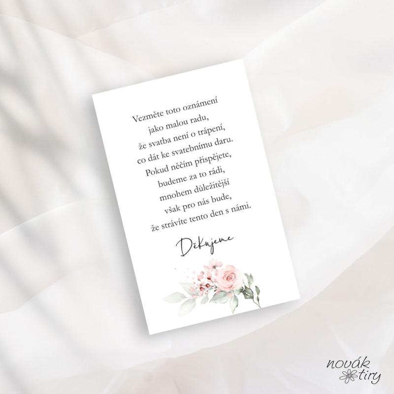 Svatební oznámení - kartičky dary