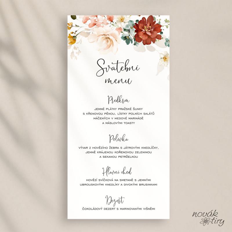 Svatební oznámení - menu